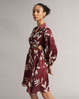 Chocolate Brown Waist Cut Wrap Dress