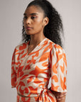 Abstract Print Orange Co-Ord Set with Side Tie-Up