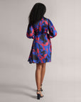 Royal Blue Print Cut-Out Wrap Dress