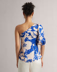 Royal Blue Abstract One-Shoulder A-Line Top