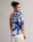 Royal Blue Abstract One-Shoulder A-Line Top