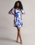 Royal Blue Abstract Wrap Dress