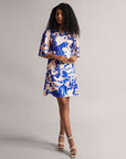 Royal Blue Abstract Wrap Dress