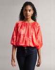 Peach Abstract Floral Boatneck Top