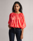 Peach Abstract Floral Boatneck Top