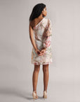 Blush Pink One Shoulder Floral A-Line Dress