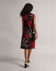 Charcoal Black Fiery Print Wrap Midi Dress