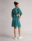 Teal Waist Cut-Out Dress