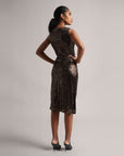 Bronze Copper Knotted Party Midi Sequins dress