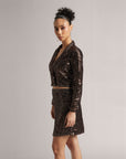 Bronze Copper Crop Blazer and Skirt Co-Ord Set