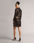 Bronze Copper Crop Blazer and Skirt Co-Ord Set