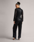 Charcoal Black Sequins Jumpsuit