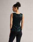 Teal Green Sequin Ruched Top