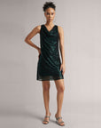 Teal Green Sequin Cowl Neck Dress