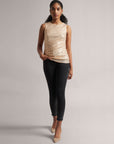 Champagne Beige Sequin Ruched Top