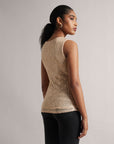 Champagne Beige Sequin Ruched Top