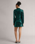 Teal Green Sequin Wrap Dress